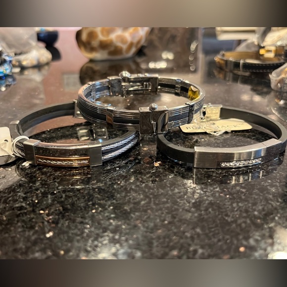3 stainless steel bracelets for men.